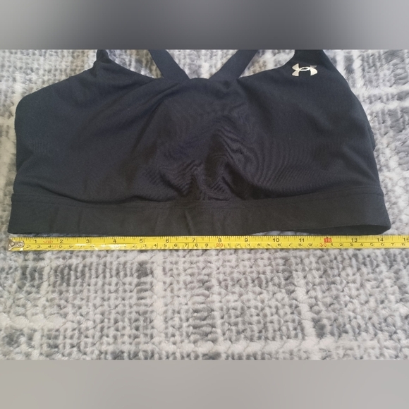 Under Armour Mid Crossback Black Compression Sports Bra Sz L w/ removable pads - Picture 2 of 4